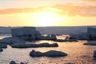Icebergs at sunrise